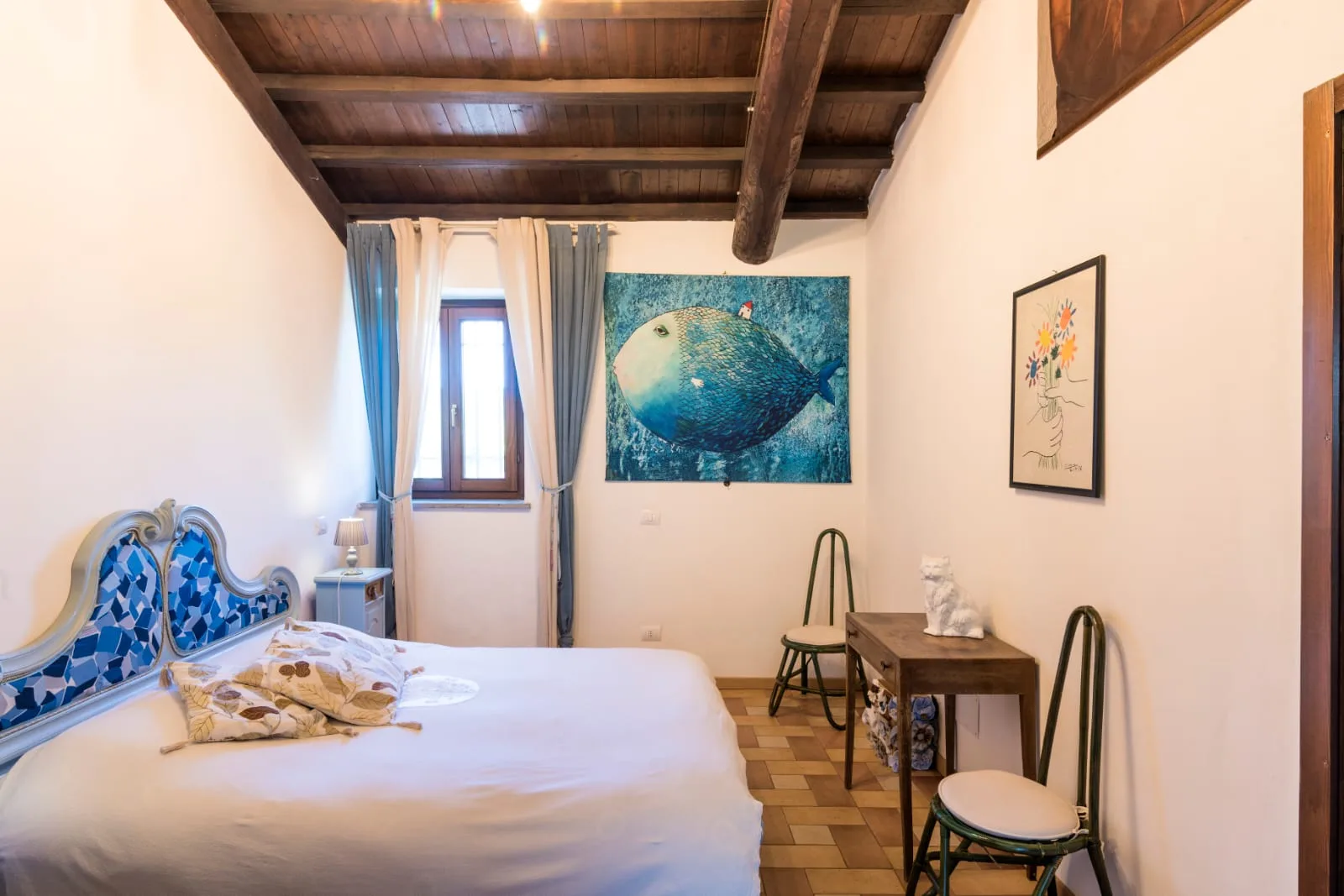 Suite della Lavanda con soffitto in legno a Tuscia Prestige